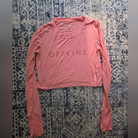 Rust Long Sleeve Shirt with 'OFFLINE' Print - Picture 1 of 2